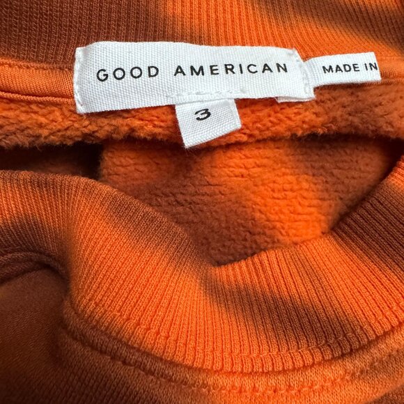 Good American Sweatshirt Orange Boyfriend Crewneck Cinnamon Brown Tie Dye - Picture 2 of 3